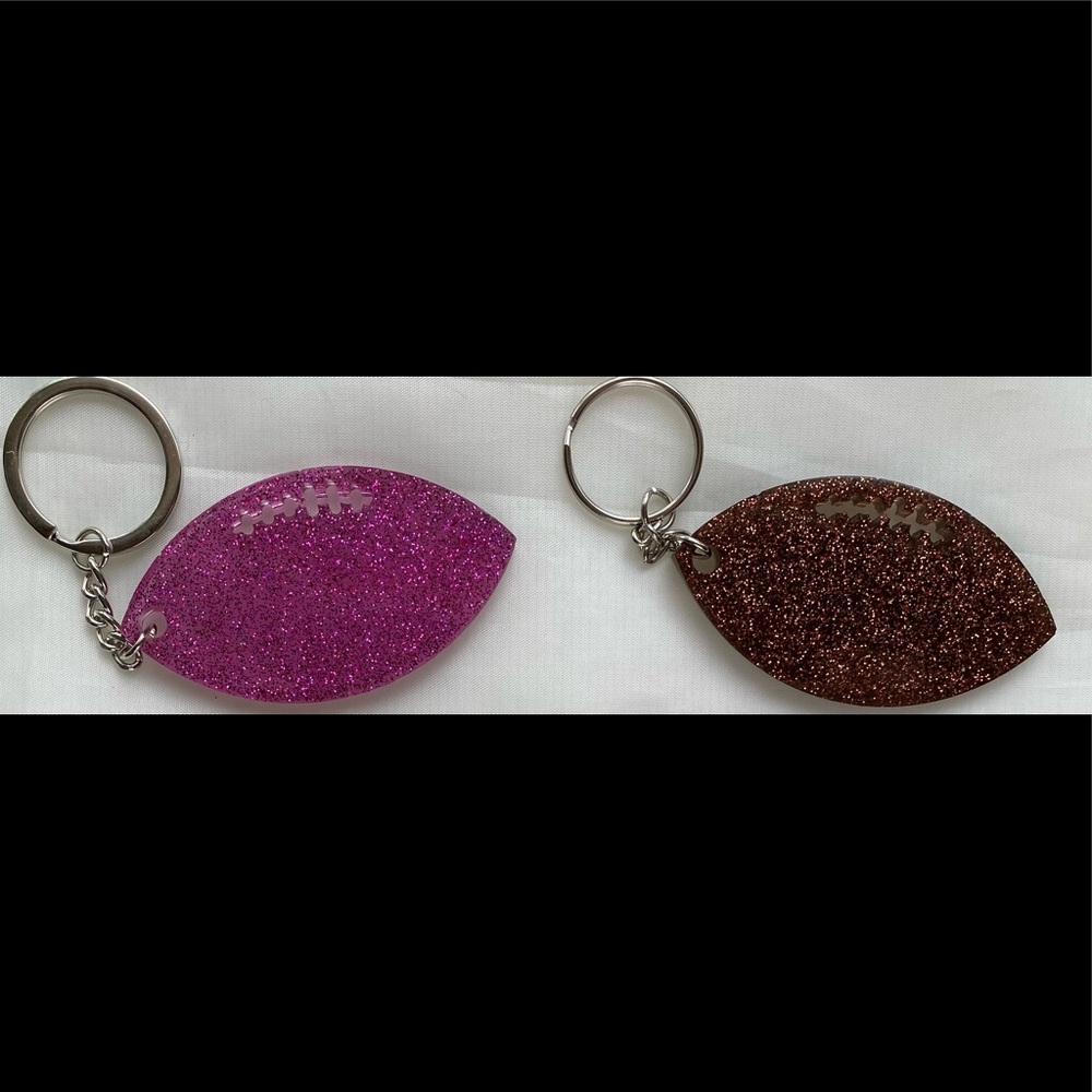 Epoxy glitter football keychain